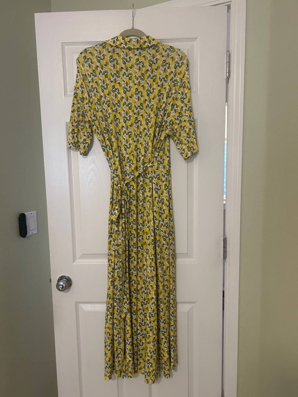 BODEN Lavinia Jersey Wrap Dress In Ivory Lemon Vine- 14L - Picture 8 of 9